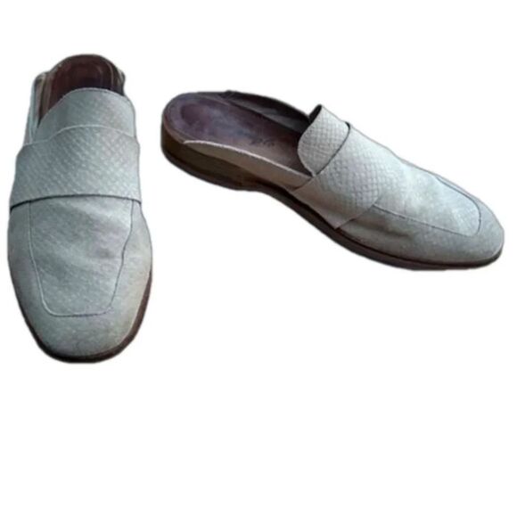 Free People tan reptile suede flat loafer mules, size 8.5-9 bohemian cottagecore - Picture 5 of 5